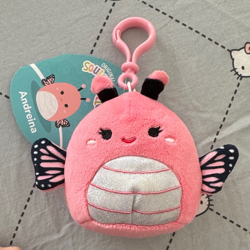 Squishmallows Pink Butterfly (Andreina) Keychain / Bag Charm